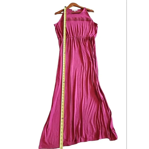 Ann Taylor LOFT Long Tank Dress Womens Large Pink Knit Sleeveless Empire Waist - Picture 8 of 8